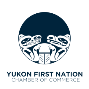 Yukon First Nation Chamber of Commerce Logo that features Indigenous Artwork