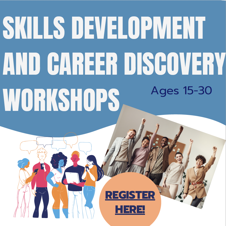 decorative images on poster for skills development workshops presented by Youth Culture and Rec Respite