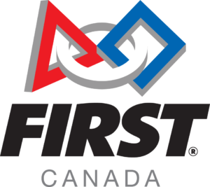 FIRST Robotics Canada logo containing a red triangle and blue square joined by a white circle with the words 