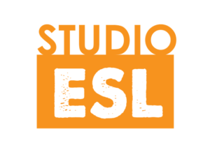 the words STudio in orange on a box that says ESL